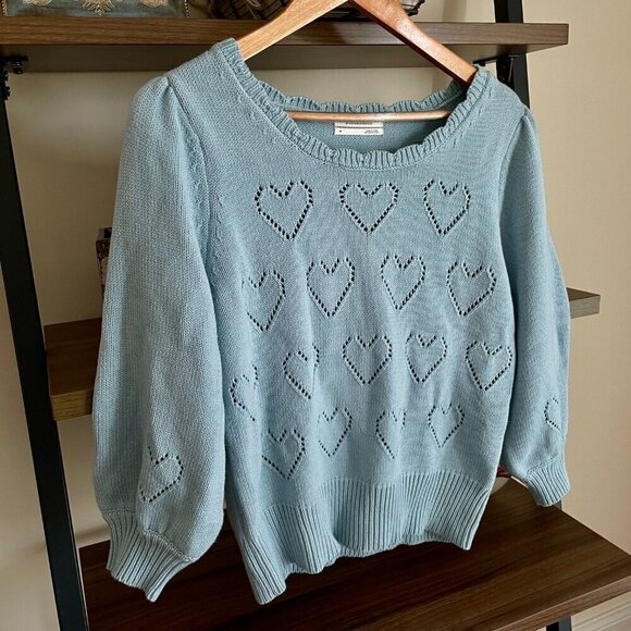 Anthropologie Blue Heart Sweater, Size Medium - Picture 4 of 12